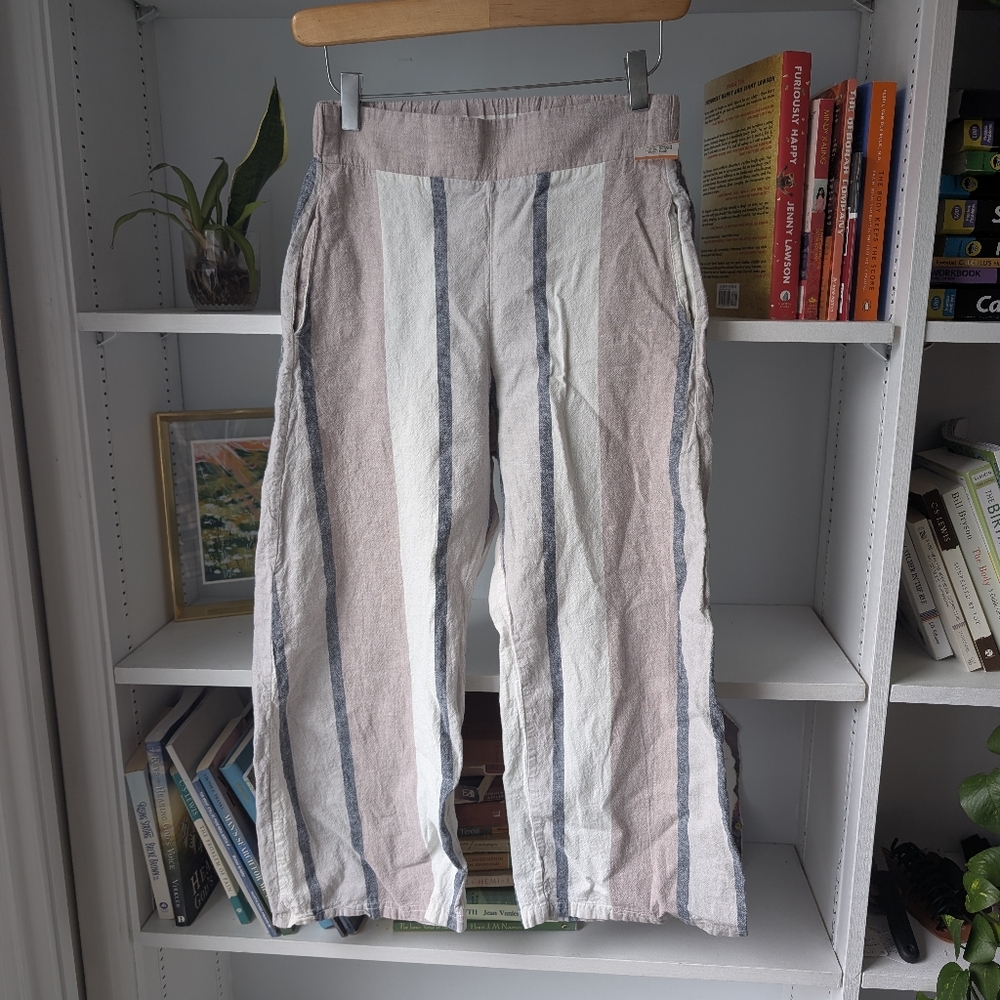 Smash + Tess Sophie Pant Cotton Linen Pastel Striped Wide-leg Cropped Size XS - Picture 3 of 12